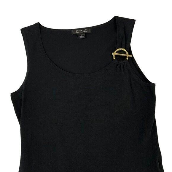 C'est City Black Cotton Blend Sleeveless Buckle Tank Top Y2k Womens L - Picture 3 of 7
